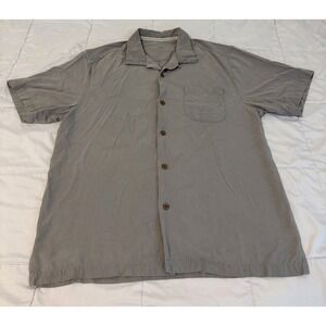Tommy Bahama Mens Gray Tropical Palm Jacquard Short Sleeve Button Down Shirt XL